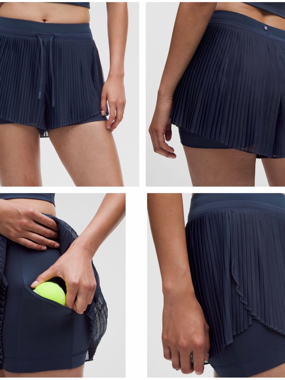 lululemon athletica Navy Pleated Athletic Shorts with Liner